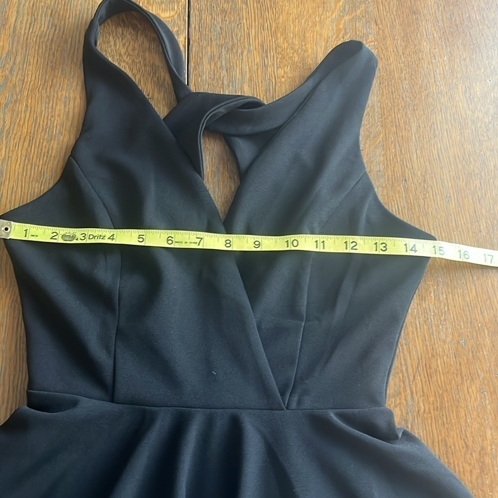 Lulu’s Black Wonder Whirl Twisted Back Skater Dress Size XS Full Skirt Straps - Picture 8 of 15